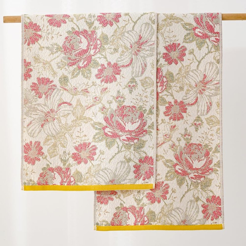YiLUOMO Hand Towel Soft All-Over Flora Print 100% Cotton Muslin