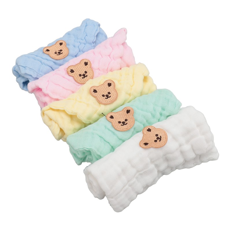 5PCS Cotton Kids Face Towels Good Absorbent Skin Friendly Reusable