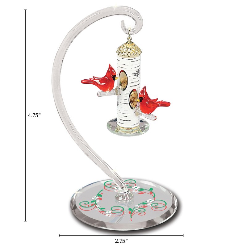 Handcrafted Glass Baron Cardinal's Delight Feeder 5 Inches Tall