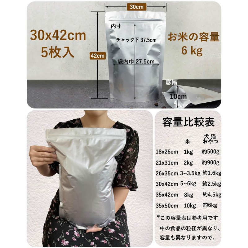 PERCUST Rice Storage Bag, 11.0 lbs (5 kg), Rice Storage
