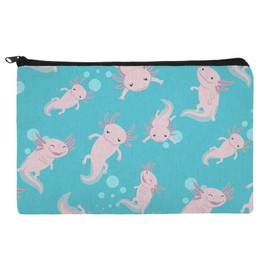 Cute Axolotl Mexican Walking Fish Makeup Cosmetic Bag Organizer Pouch