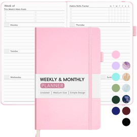 Undated Weekly Planner for 2024-2025, Forvencer Simplified Weekly & Monthly Calendar Planner, Cute Daily Organizer Notebook, Agenda Journal to Track Goals & Tasks, Start Anytime, A5 Size, Pink