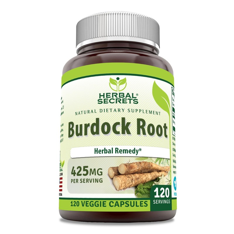 Herbal Secrets Raíz de Bardana 425 mg, 120 Cápsulas Vegetales
