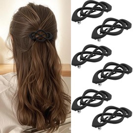 Atoden Black Flat Barrettes Hair Clips for Thick Thin Fine Hair 6Pcs Matte French Barrette Large Hair Slides Non Slip Strong Hold Clamps Vintage 90s Accessories for Women Girls Gifts