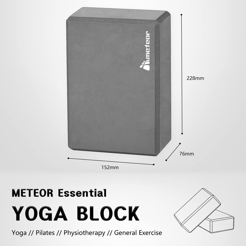 Meteor Essential Non-Slip Yoga Block, High Density Yoga Brick for