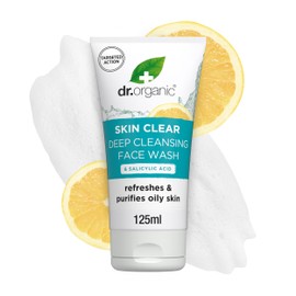 Dr Organic Skin Clear Face Wash, Cleansing, For Acne & Clear Skin, Salicylic Acid, Oily, Problem Skin, Natural, Vegan, Cruelty-Free, Paraben & SLS-Free, Recycled & Recyclable, Organic, 125ml