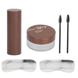 Eyebrow Powder Stamp Kit with 2Pcs Brushes 20Pcs Stencils Long Lasting Eyebrow Stamping Set for Beginners 01 Deep Brown