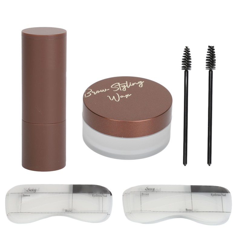 Eyebrow Powder Stamp Kit with 2Pcs Brushes 20Pcs Stencils Long