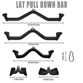 BLUSLM Lat Pull Down Bar T bar Row Attachment，V Bar Tricep Lat Pulldown Attachments, Back Strength Training Bar for Home Gym Exercise Cable Machine Attachments (Black 03)