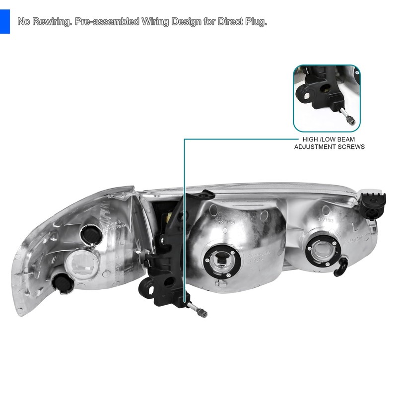 SPEC-D TUNING Black Headlights + Corner Lights Compatible with 2000-2001