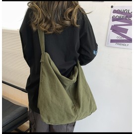 Canvas Messenger Bag Large Crossbody Bag Handbag Solid Colour with Multiple Pockets Canvas Shoulder Tote Bag for Women and Men, 474Green