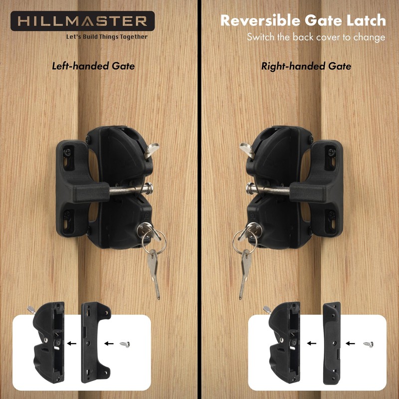 HILLMASTER Key Lockable 2 Sided Gate Latch Key,Self Locking Gate
