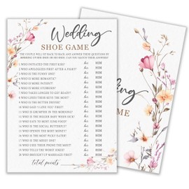 Fbitey Bridal Shower Game Cards, 30 Elegant Wildflowers Love in Bloom Wedding Activity for Bachelorette Engagement Party Favors & Decorations, Wedding Shoe Game- A01