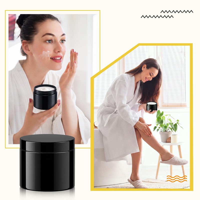 24 Pack 12 oz Black Plastic Jars with Black Lids,