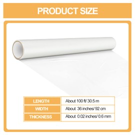 2 Rolls Carpet Protector Film Self Adhesive Plastic Carpet Protector 200 ft Length in Total, Clear Carpet Protector for Car Floor Cover Sheets Runner, Easy Unwind Clean Removal (36 Inch x 100 Ft)