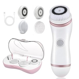 Cepillo De Limpieza Facial, Depurador Facial Eléctrico 4 En 1 Con Estuche De Viaje Y 4 Cabezales De Cepillo, Cepillo Giratorio De Limpieza Facial Resistente Al Agua Para Una Exfoliación Suave Y