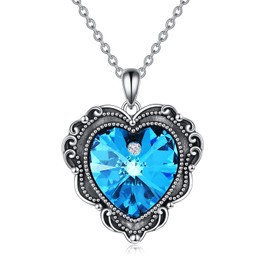 Love Heart Pendant Necklace for Women 925 Sterling Silver Crystal Love Jewelry for Her