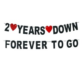2 Years Down Forever To Go banner-cheers to 2 Years Anniversary Sign, Happy 2th Marriage Anniversary Party Decoration