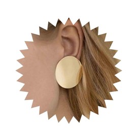 Cybche Boho Coin Disc Stud Earrings Gold Round Disc Earrings Large Round Circle Earrings Vintage Circle Coin Earrings Metal Circle Minimalist Earrings Jewellery for Women, Zinc, No Gemstone