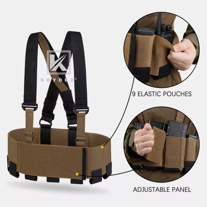 KRYDEX Concealed Carry Low-Vis Ready Chest Rig Elastic Cummerbund Coyote