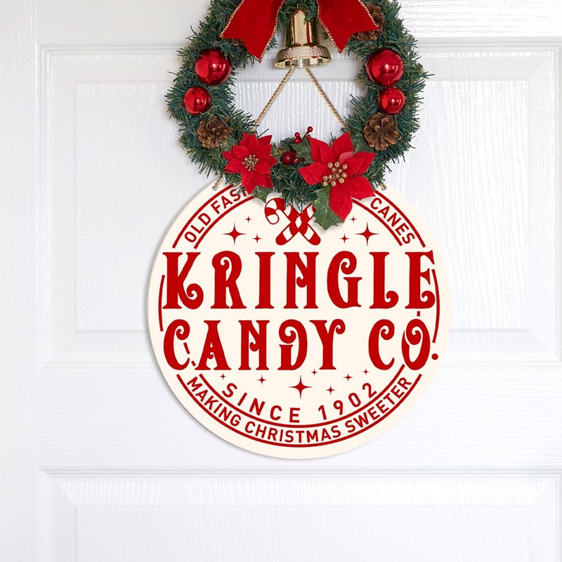 ZODGMED Candy Cane Christmas Wall Hanging Sign, Christmas Decor for