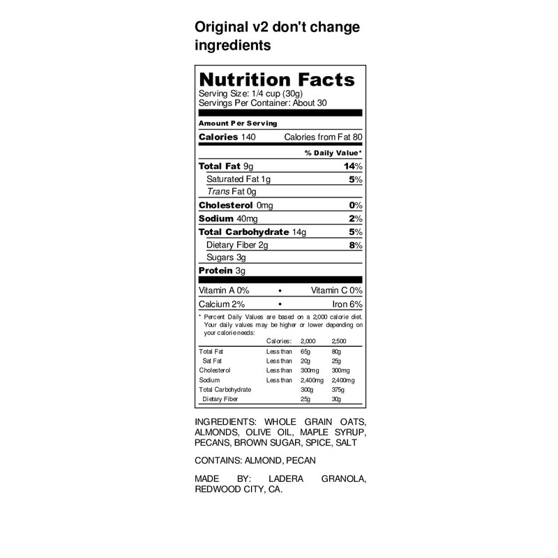 Ladera | Almond Pecan Granola | Low Sugar | Artisinal