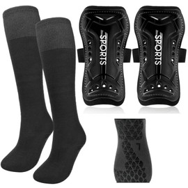 Youth Soccer Shin Guards Soccer Socks for Kids Youth, Shin Defender Shin Guards Protective Gear Soccer Shin Pads Socks Equipment for Kids, Boys, Girls, Teenagers (Black, L Size)