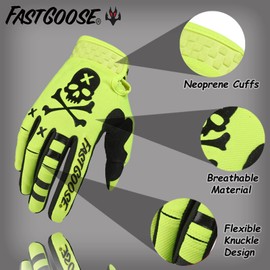 FASTGOOSE Dirt Bike Motorcycle Gloves Motocross Gloves Motorbike Riding Bike Gloves ATV MX MTB Off Road Racing Sports Cycling Glove (Fluorescent Green, XX-Large)