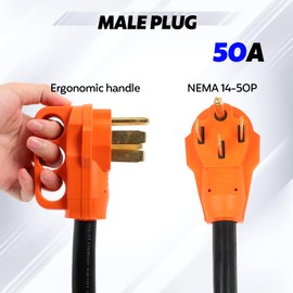 Welder Adapter Cord NEMA 14-50P Male to 6-50R Female welder plug adapter, 50amp 4 prong to 3 prong dryer adapter, Heavy Duty STW 8AWG 250V RV Generator Power Adapter with Grip Handle ETL Listed 12inch