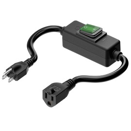 1.5Feet Waterproof Extension Power Cord, in-Line On-Off Switch Extension Cable, SJTW 14AWG 3C Waterproof,Max.20A 125V Heavy Duty Inline Switch AC Power Cord