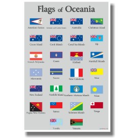 Flags of Oceania - NEW World Travel School Classroom Geography POSTER