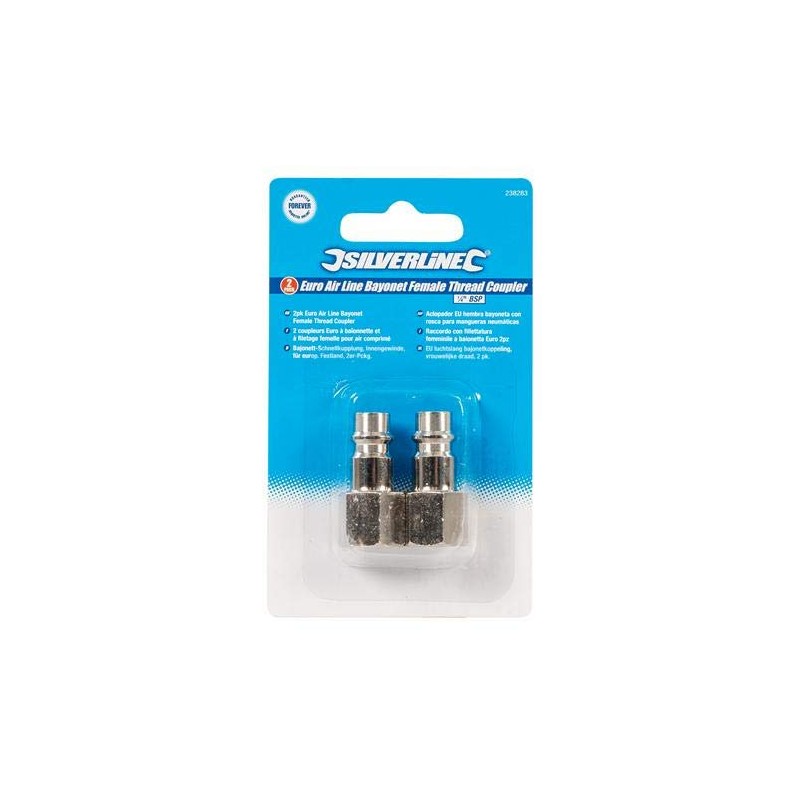 Silverline 238283 Euro Air Line Bayonet Female Thread Coupler 2pk