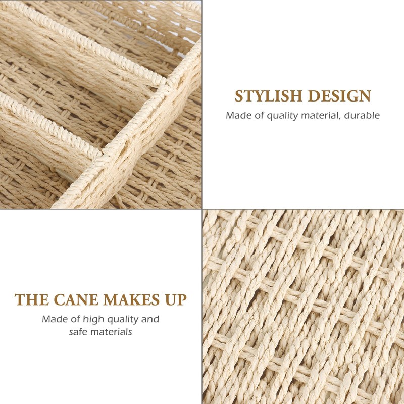 Angoily Woven Storage Basket with Compartments, Kitchen Utensil Drawer Organizer,