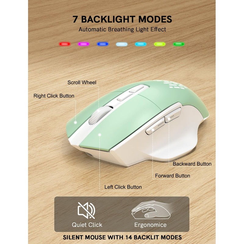 SABLUTE Wireless Keyboard and Mouse Combo, Ergonomic Wave with Wrist