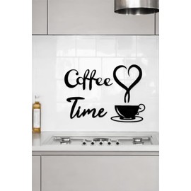 KZL024 Elegant Design Coffee Time 4-Piece Kitchen Wall Decor Black Wood Laser Cut Wall Decoration Gift Item