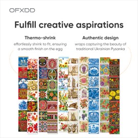 Egg Wraps Easter Set for Pysanky 70 Pcs - Thermo Heat Easter Egg Wraps Ukrainian - Traditional Easter Egg Shrink Wrappers with Patterns - Orthodox Slavic Ukrainian Egg Decorating Kit
