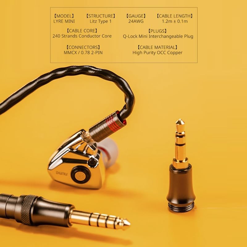 Fanmusic DUNU Lyre Mini Earphone Cable 240-Strand High-Purity OCC Copper