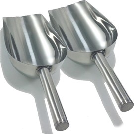 Space Home - Ice Scoop - 2 Piece Set Stainless Steel Large Scoop for Sweet, Food, Flour, Candy - Stainless Steel Scoops Set