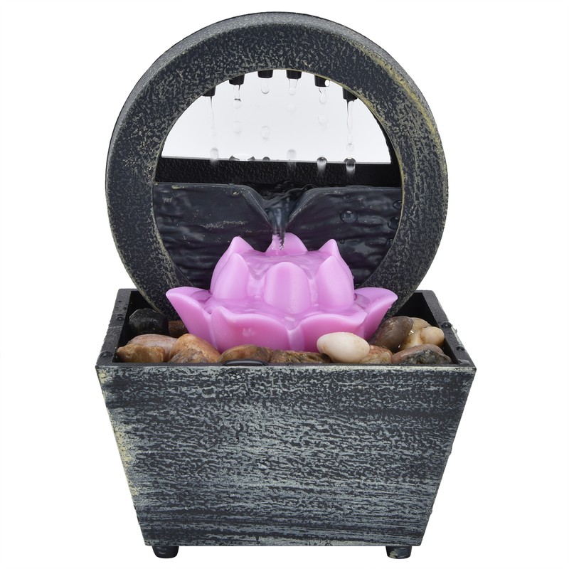 3V USB Plastic Flower Water Fountain LED Tabletop Fountain with