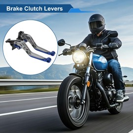 Partuto Short Long Brake Clutch Levers for Kawasaki Vulcan S 650 2015-2023 Adjustable Motorcycle Handlebar Brake Lever Aluminum Alloy Titanium Handle Blue End