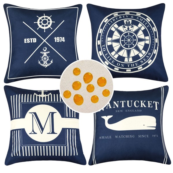 Blue Nautical Cushion Cover 40 x 40 cm Pack of
