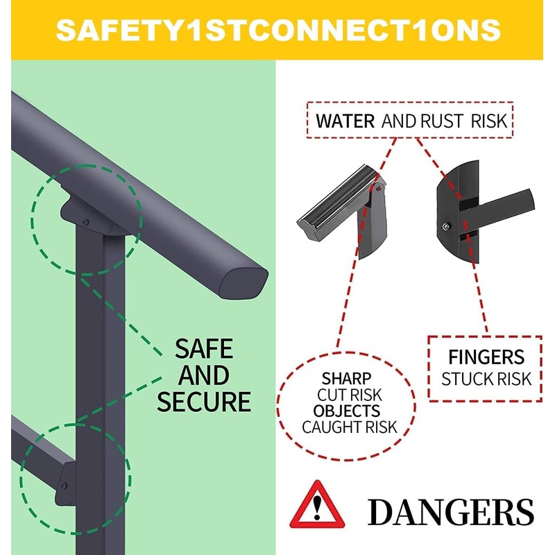 Metty Metal Handrails for Outdoor Steps Suitable for 1 to
