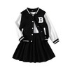 Ecolala Girls 2 Piece Outfits Letter Baseball Jacket with Pleated