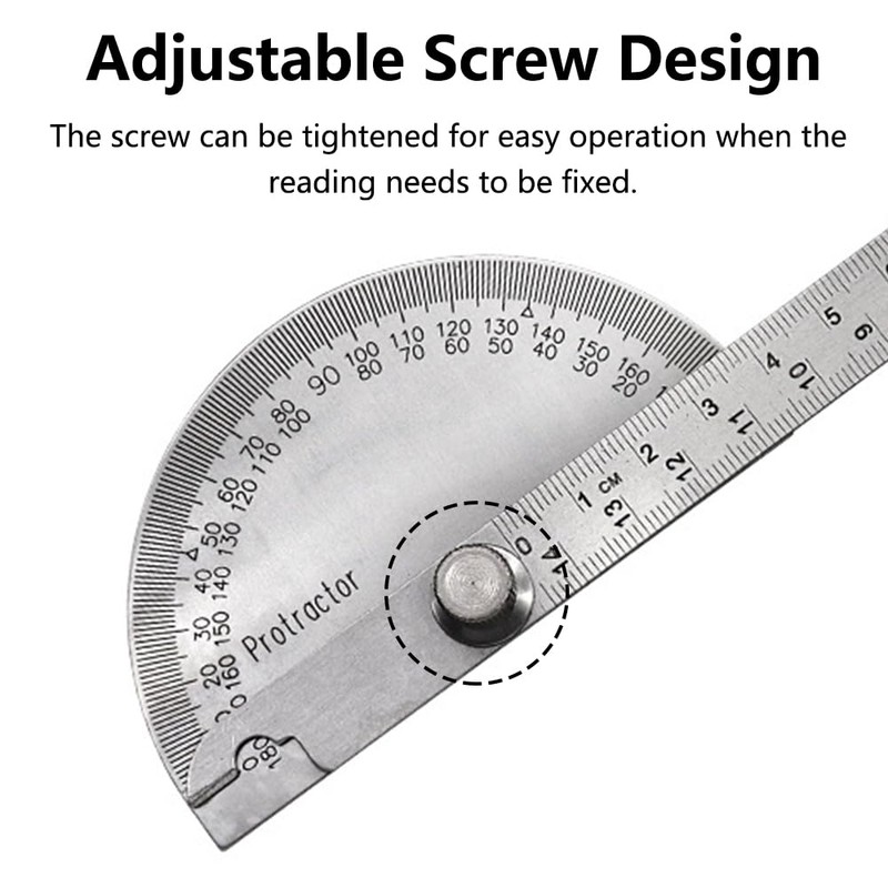 Stainless Steel Protractor, 0-180 Degree Goniometer Adjustable Arm Angle Gauges