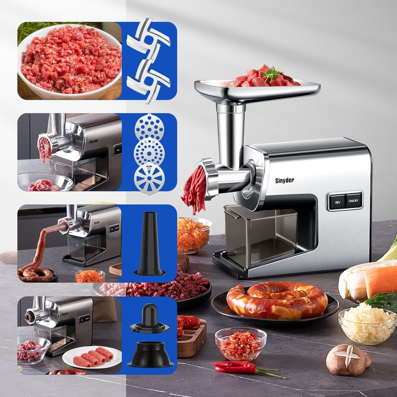 Electric Meat Grinder,3000W Max Stainless Steel Meat Mincer with 2