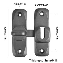 90/180 Degree Door Lock, 2PCS Barn Door Lock Safety Sliding Barn Door Lock Security Door Latch Small Gate Latches Hardware for Barn, Garden, Bathroom, Cabinet, Window, Sliding Door-Gun Grey