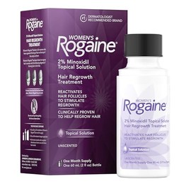 Women's Rogaine 2% Minoxidil Topical Solution for Hair Thinning and Loss, Topical Treatment for Women's Hair Regrowth, 1-Month Supply