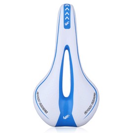 VOANZO Memory Sponge Bicycle Saddle Mountain Bike Seat Cushion Pad with Central Relief Zone and Ergonomic Design Suitable for Road Bike and Mountain Bike (Blue and White)