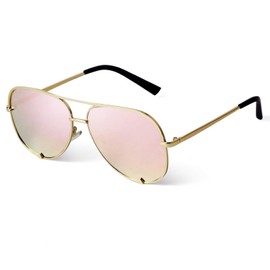SORVINO Aviator Sunglasses for Women Classic Oversized Sun Glasses (Gold/Pink, 60)