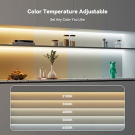PAUTIX CCT COB - Tira de luces LED sintonizables color blanco 3200 LED, CRI90+ 16.4 pies/5 m regulable 2700 K-6500 K 24 V, funciona con Alexa/Google Assistant, para debajo del gabinete, recámara,